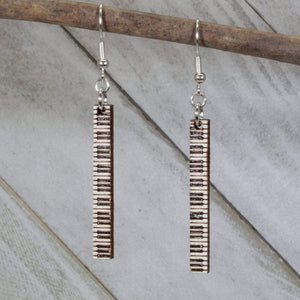 Piano Keyboard Wooden Earrings | Musician Instrument Jewelry detail view by Cate's Concepts, LLC