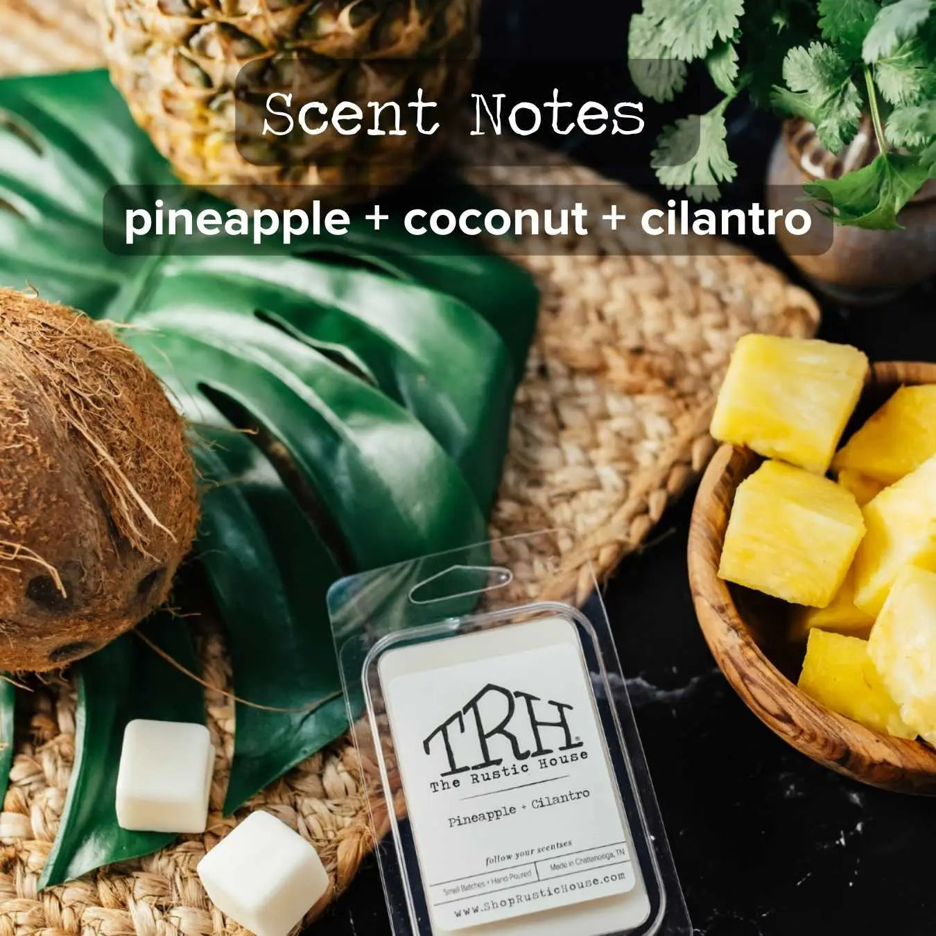 Pineapple + Cilantro Wax Melt by The Rustic House, scented candle detail photo 2