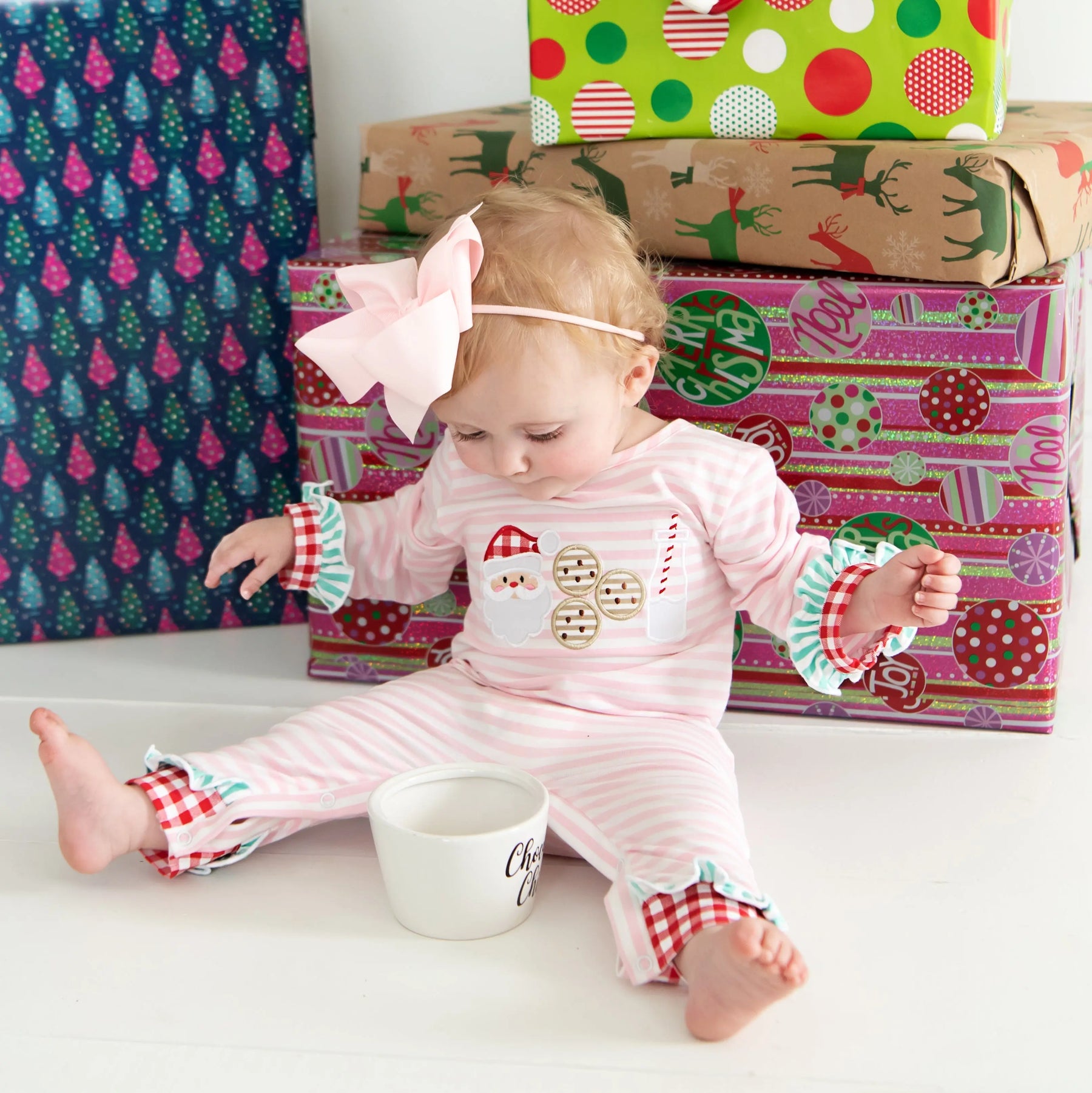 Pink Cookies For Santa Romper by Seven Lantern Lane, Southern lifestyle apparel detail photo 4