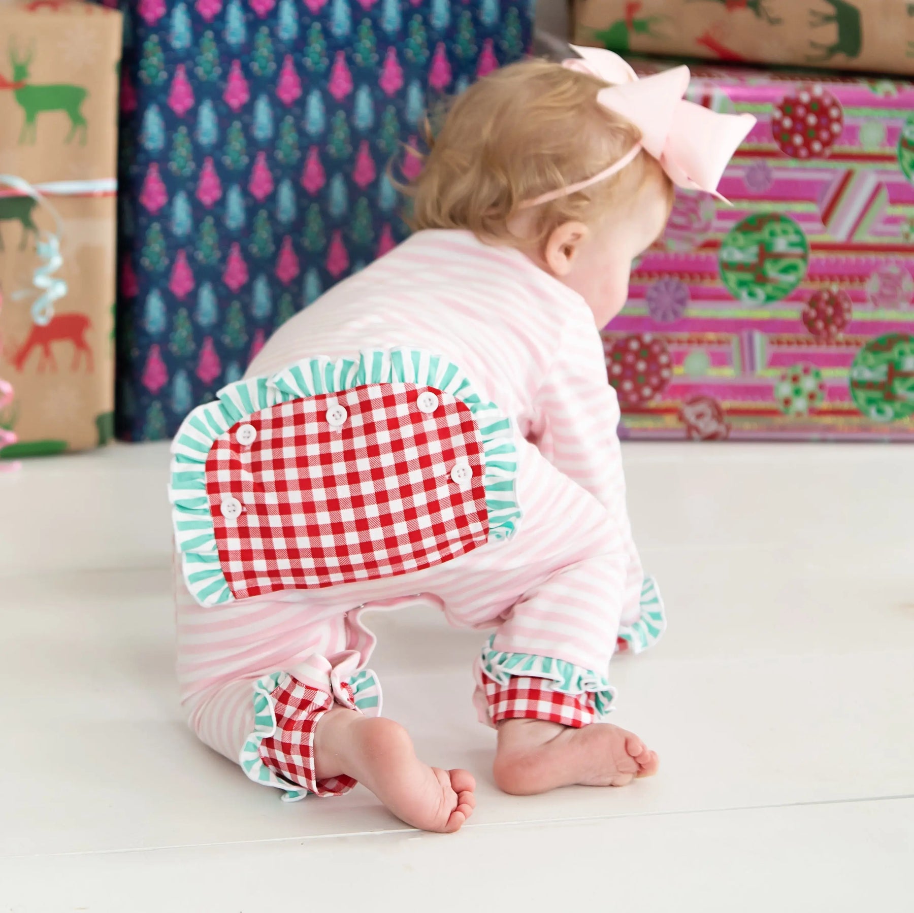 Pink Cookies For Santa Romper by Seven Lantern Lane, Southern lifestyle apparel detail photo 5