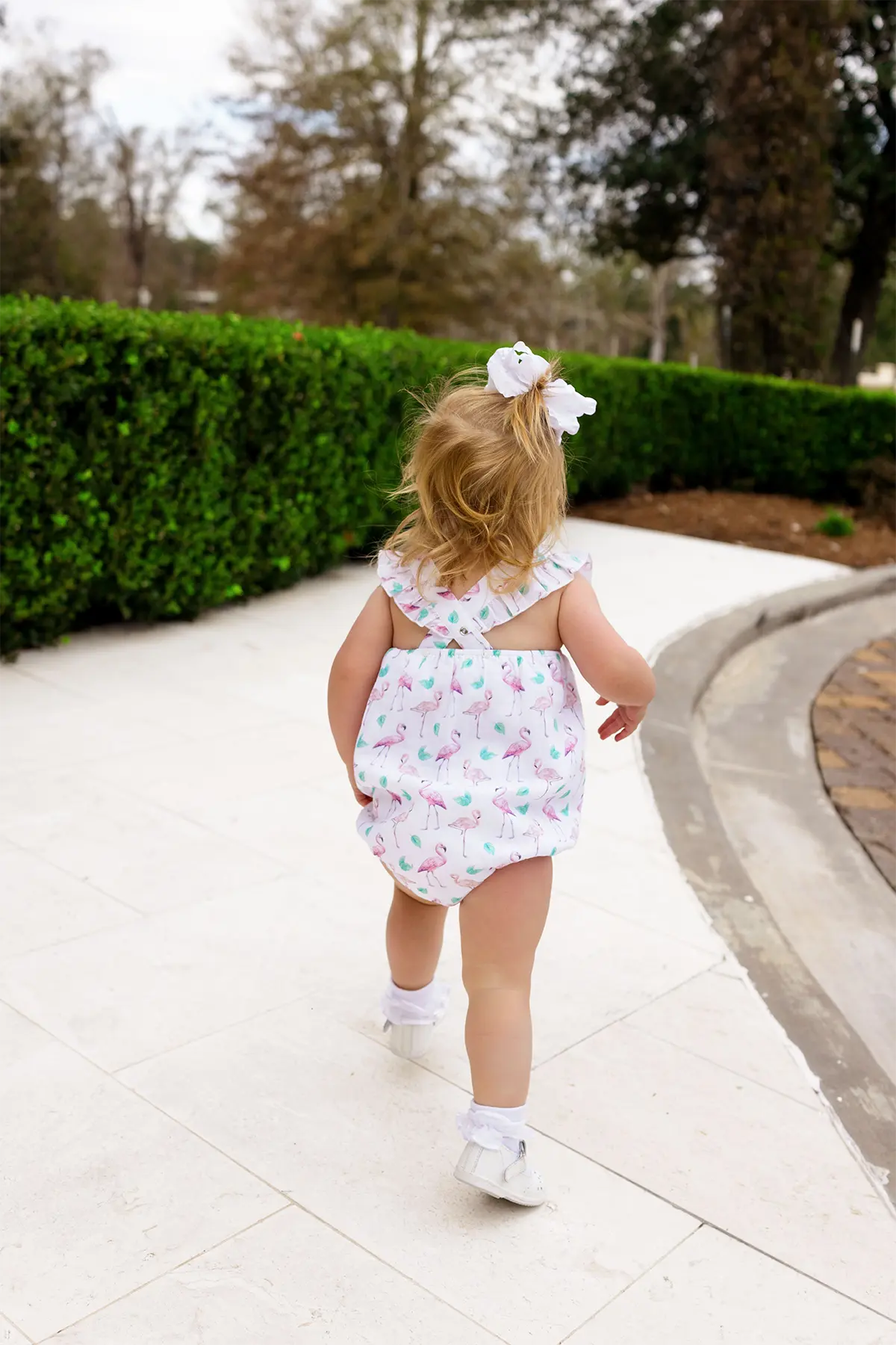Pink Paradise Organic Muslin Bubble Romper by Nola Tawk, Southern lifestyle apparel detail photo 2