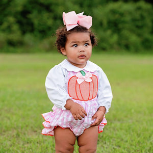 Pink Pumpkin Bubble by Seven Lantern Lane, children's boutique clothing detail photo 5