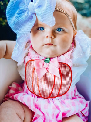 Pink Pumpkin Bubble by Seven Lantern Lane, children's boutique clothing detail photo 11