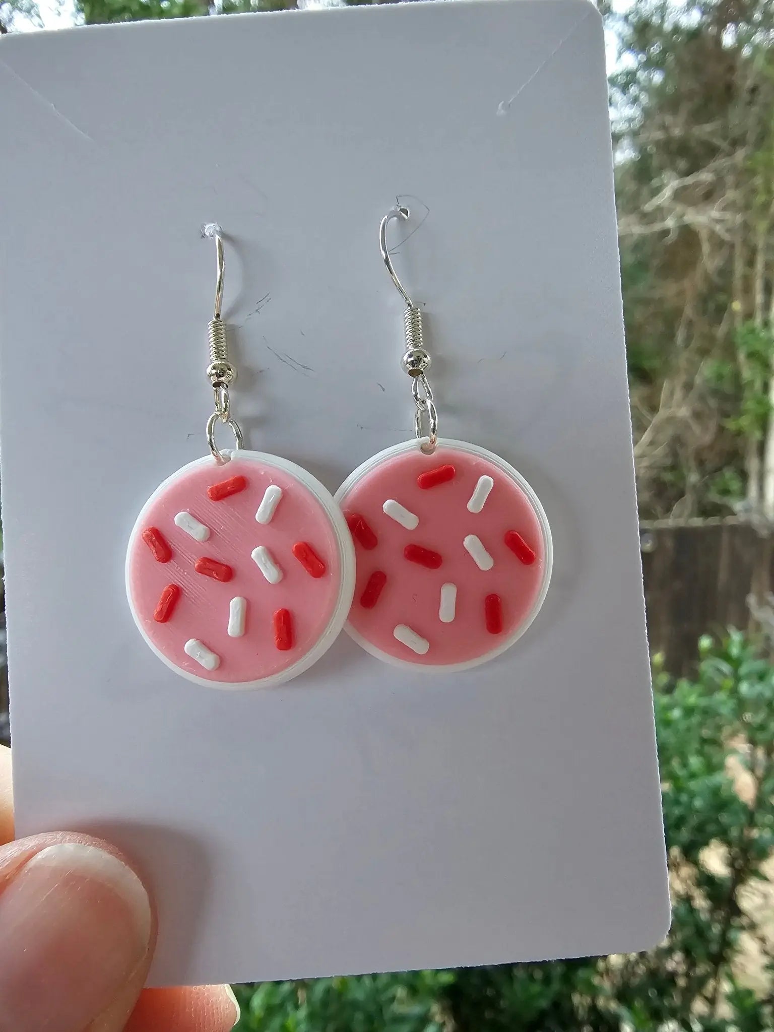 Pink Sprinkle Dangle Earrings (Hooks or Clip-Ons) by The Tween Space, handmade jewelry main product photo