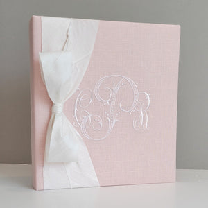 Baby Memory Book - Pink Linen (w/ SILK Bow) by AP Creations in Tuscaloosa, paper gift detail photo 4