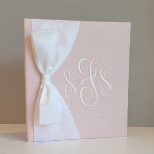 Baby Memory Book - Pink Linen (w/ SATIN Bow) by AP Creations in Tuscaloosa, paper gift detail photo 4
