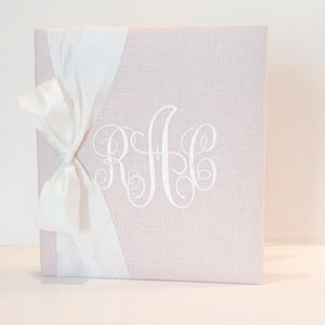 Baby Memory Book - Pink Linen (w/ SILK Bow) by AP Creations in Tuscaloosa, paper gift detail photo 6