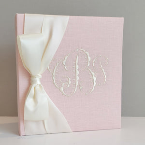 Baby Memory Book - Pink Linen (w/ SATIN Bow) by AP Creations in Tuscaloosa, paper gift main product photo