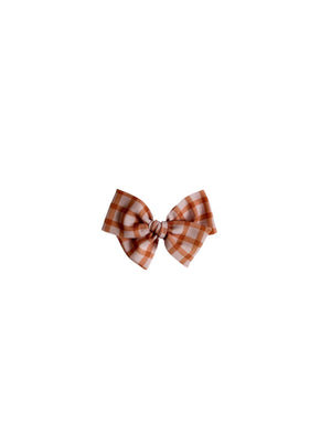 Pink & Orange Rust Gingham Pinwheel Bow by Boosh Baby image 1