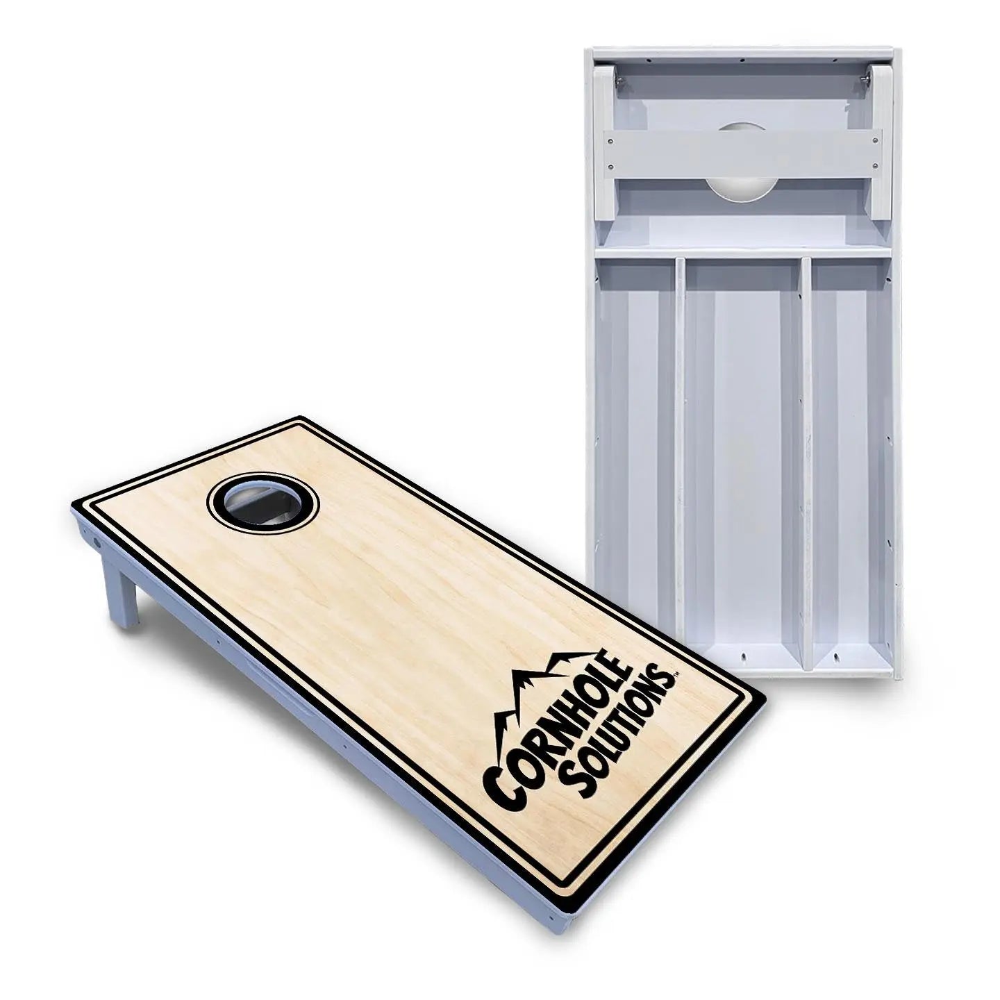 Pinstripe CS Logo Cornhole Boards - All Weather Series by Cornhole Solutions, custom cornhole board main product photo