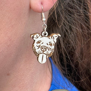 Pitbull Wooden Earrings | Dog Lover Pet Jewelry by Cate's Concepts, LLC, handmade jewelry detail photo 5