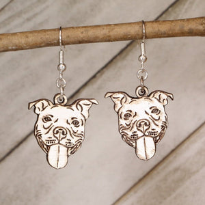 Pitbull Wooden Earrings | Dog Lover Pet Jewelry by Cate's Concepts, LLC, handmade jewelry main product photo
