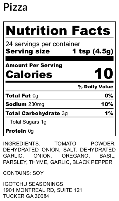 Igotchu Pizza seasoning detail view by Igotchu Seasonings
