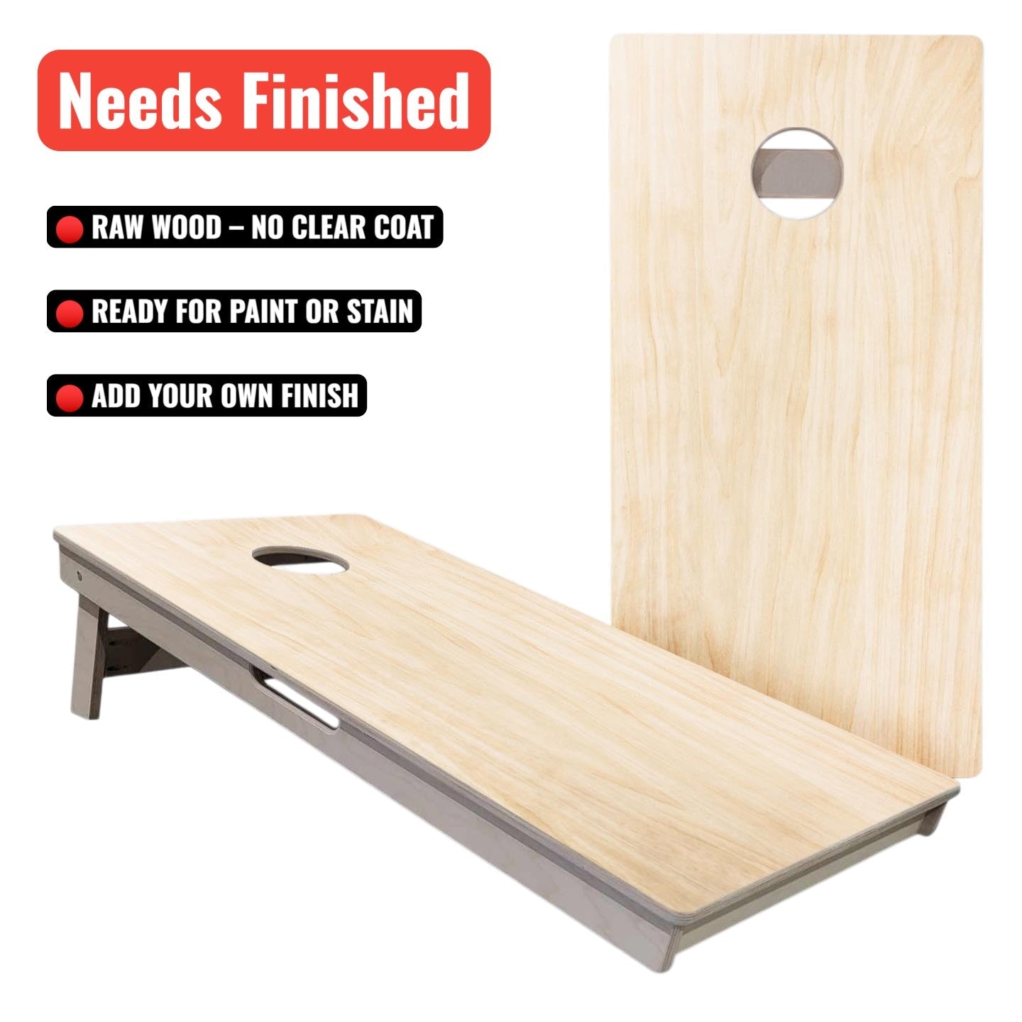 Plain Raw - Cornhole Boards - Professional Tournament Boards (Needs Finished) by Cornhole Solutions, custom cornhole board main product photo