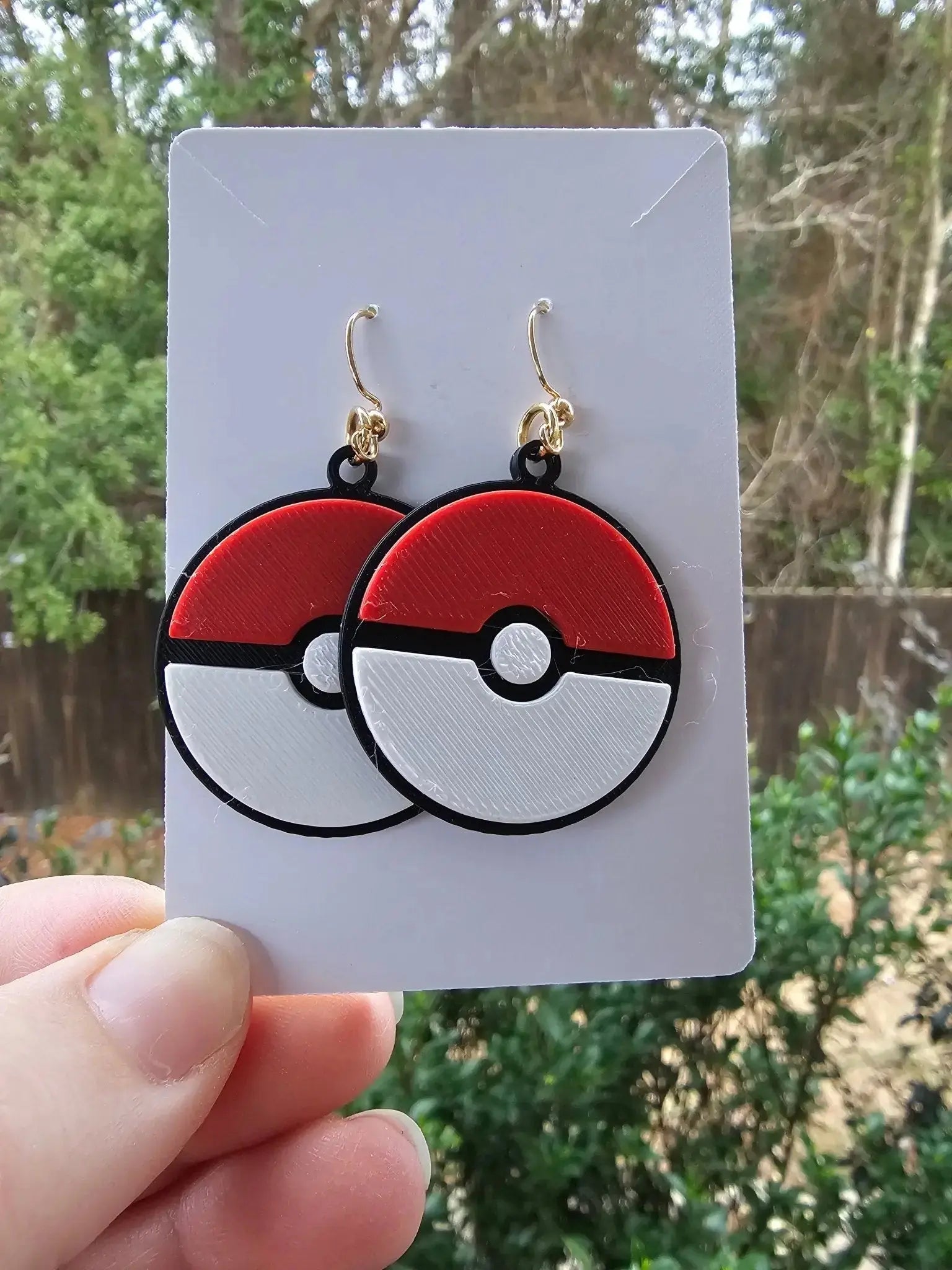 Pokémon Ball Dangle Earrings (Hooks or Clip-Ons) by The Tween Space, handmade jewelry detail photo 3