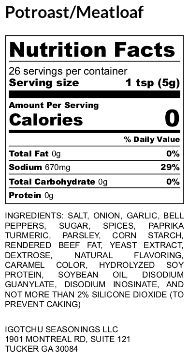 Igotchu Meatloaf seasoning detail view by Igotchu Seasonings