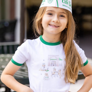 Powdered Sugar & Puppies Organic Cotton Kids Tshirt by Nola Tawk, Southern lifestyle apparel detail photo 2