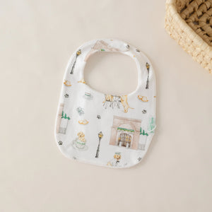 Powdered Sugar and Puppies Organic Cotton Baby Bib by Nola Tawk, children's boutique clothing main product photo