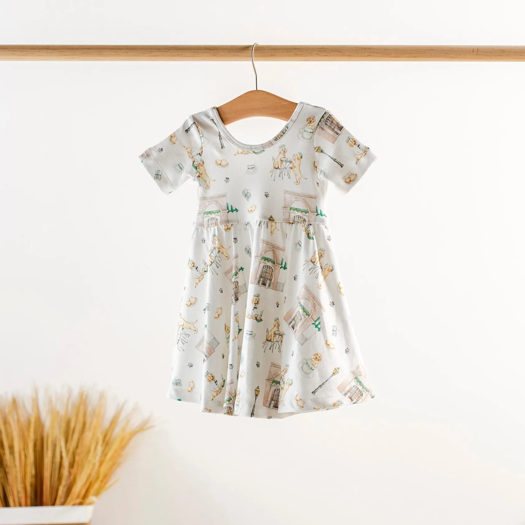 Powdered Sugar and Puppies Organic Cotton Dress for Kids by Nola Tawk, Southern lifestyle apparel main product photo