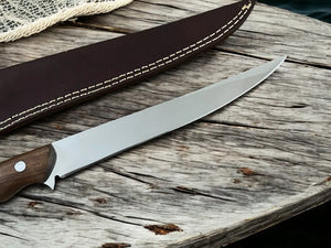 Premium 13.4" Handmade Fillet Knife with Rosewood Handle by Damascus Knife Store, Damascus knife detail photo 3