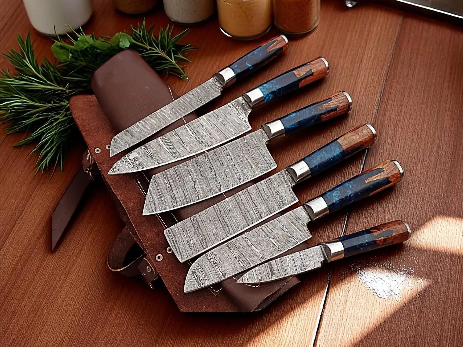 Premium Damascus Cooking Knives Set – Handmade by Damascus Knife Store, Southern handmade gift main product photo