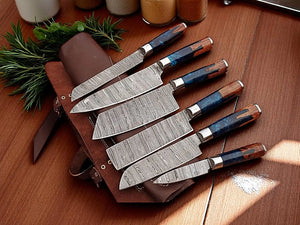 Premium Damascus Cooking Knives Set – Handmade by Damascus Knife Store, Southern handmade gift main product photo