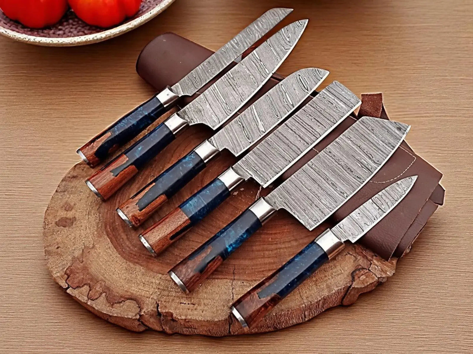 Premium Damascus Cooking Knives Set – Handmade by Damascus Knife Store, Southern handmade gift detail photo 2