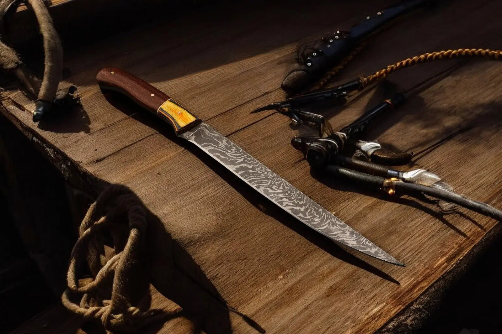 Premium Damascus Fillet Knife – 12.5" Handmade Precision by Damascus Knife Store, Damascus knife detail photo 2