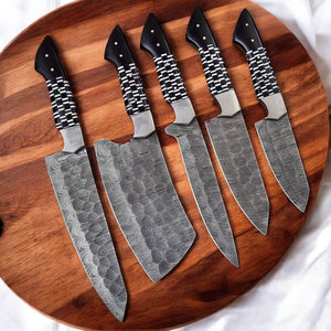 Premium Damascus Kitchen Knives Set – Epoxy Resin Handle by Damascus Knife Store, Southern handmade gift main product photo