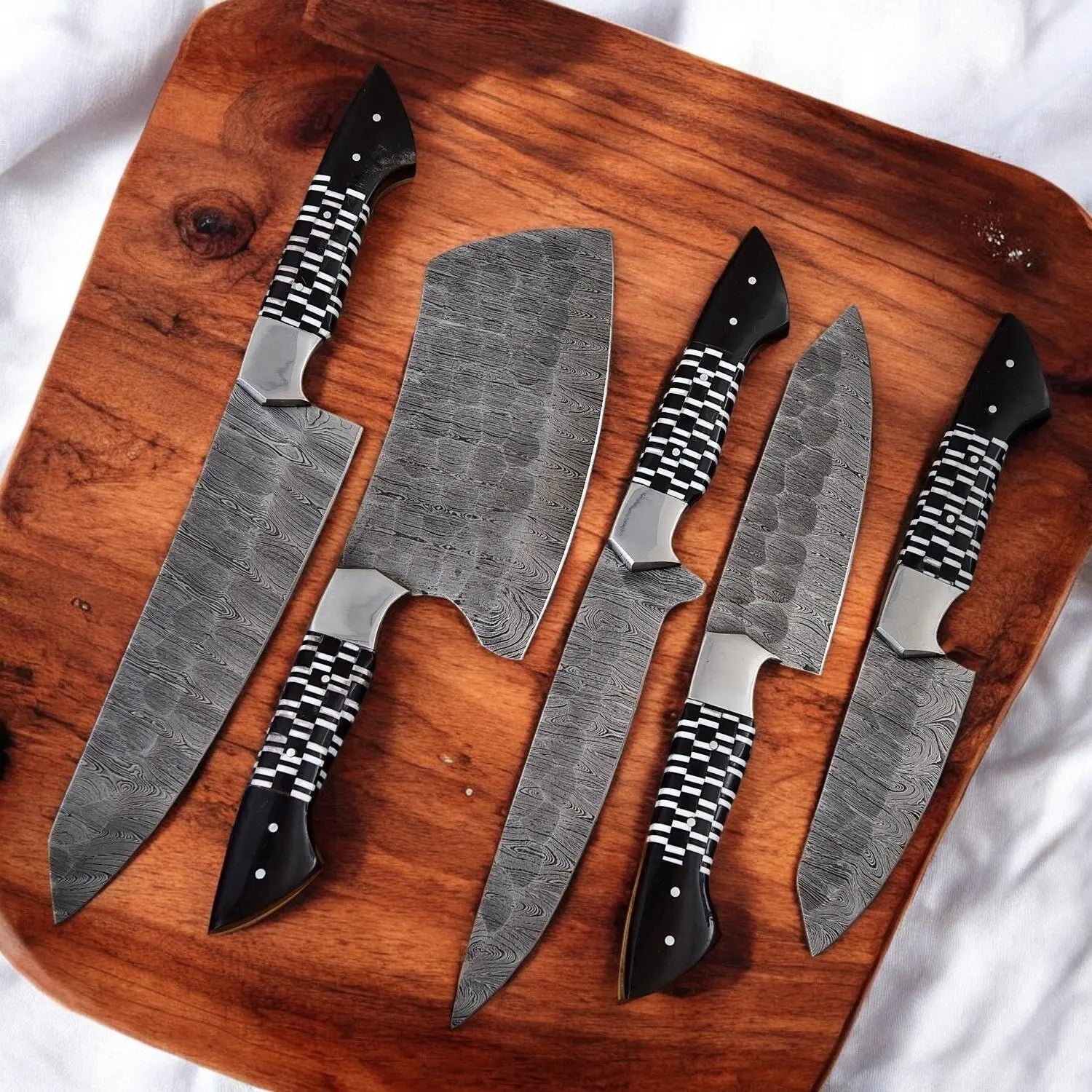 Premium Damascus Kitchen Knives Set – Epoxy Resin Handle by Damascus Knife Store, Southern handmade gift detail photo 2