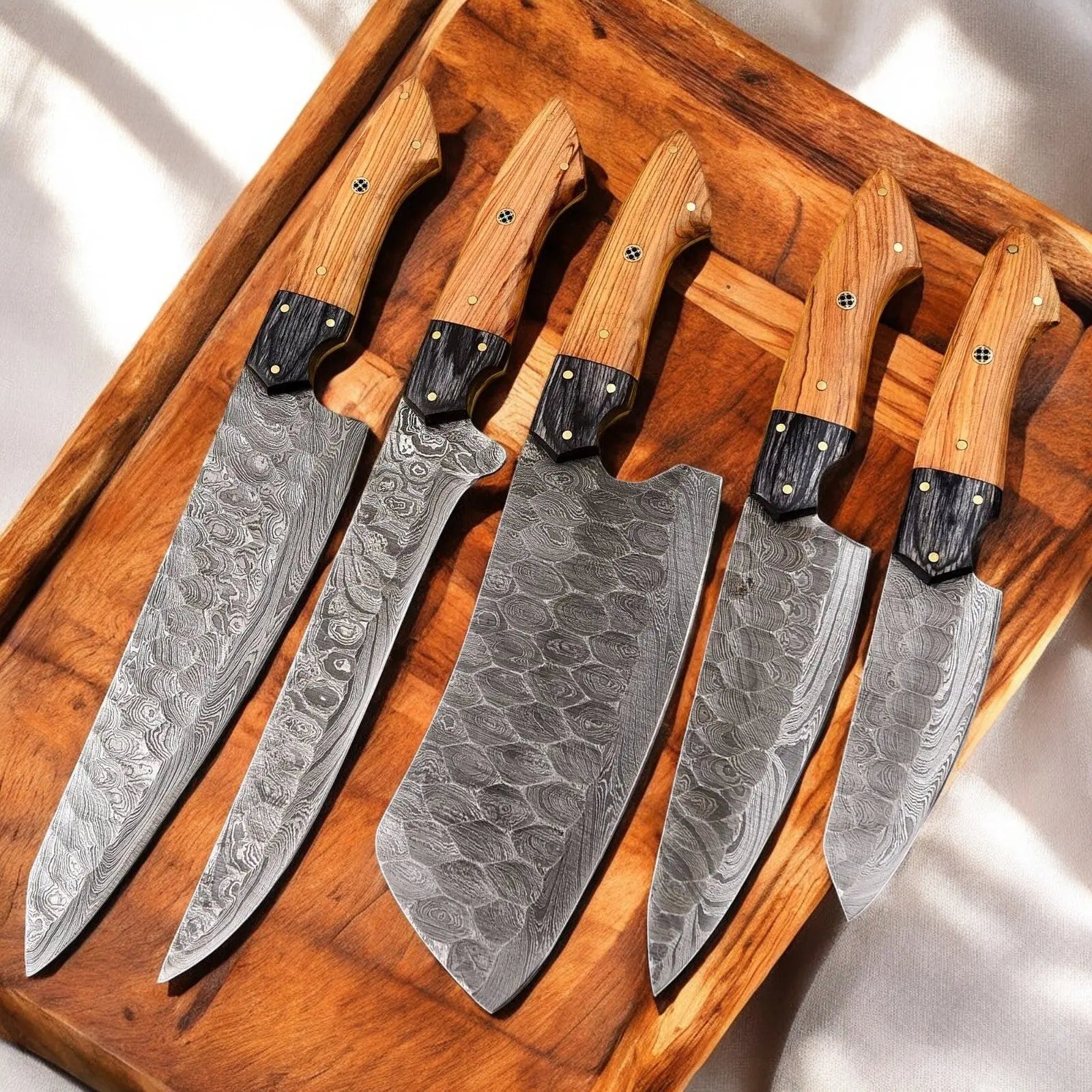 Premium Damascus Kitchen Knives Set – Handmade & Sharp by Damascus Knife Store, Southern handmade gift main product photo