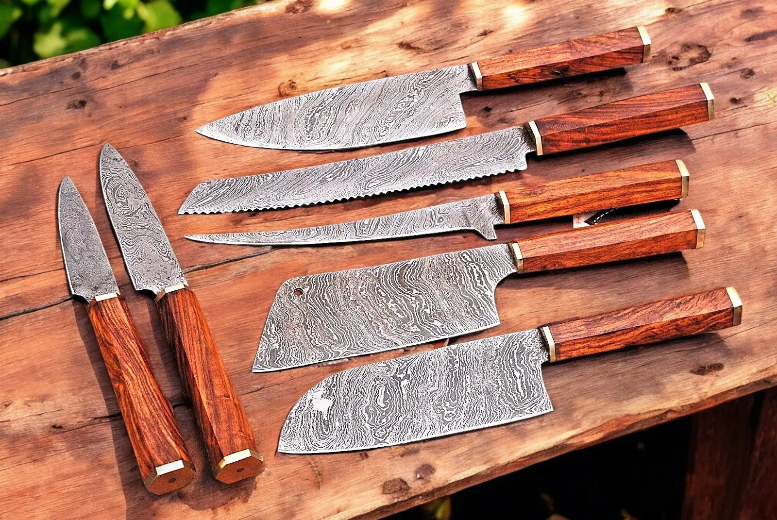 Premium Damascus Kitchen Knives Set – Handmade & Sharp by Damascus Knife Store, Southern handmade gift main product photo