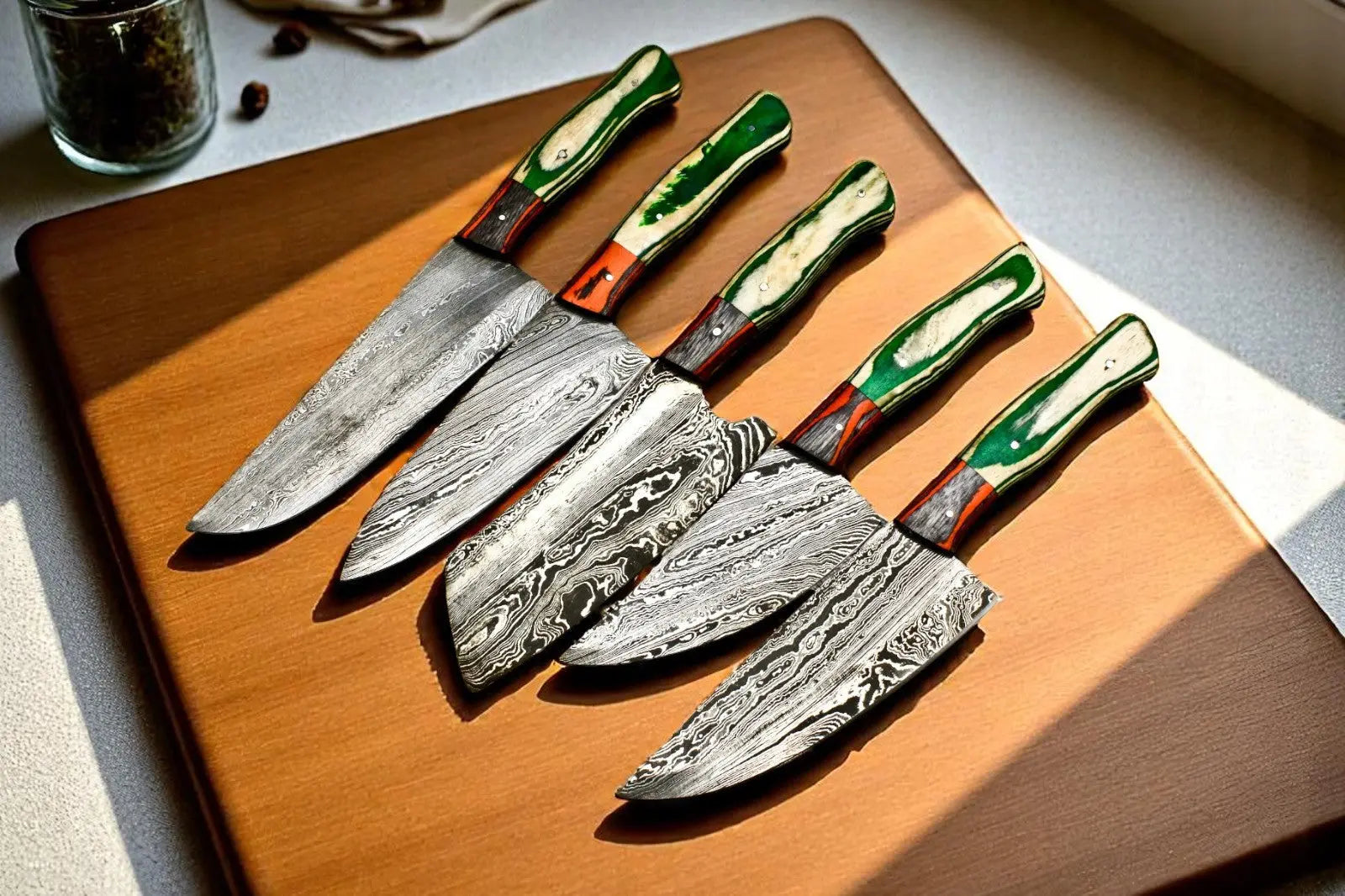Premium Handmade Damascus Chef Knives Set by Damascus Knife Store, Southern handmade gift main product photo