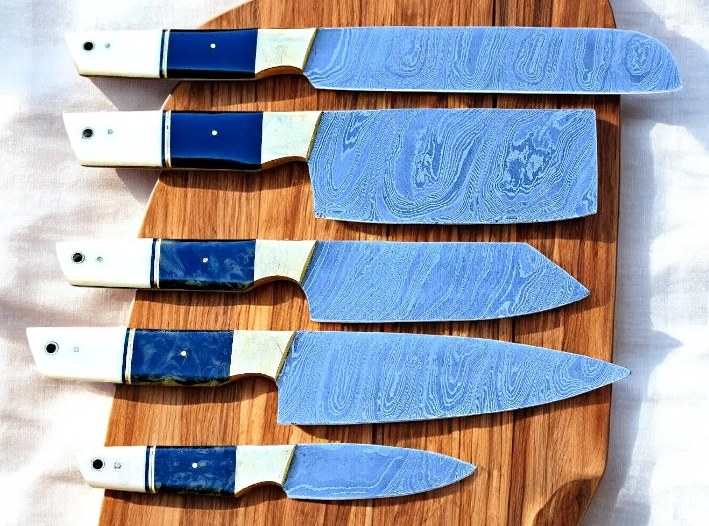 Premium Handmade Damascus Kitchen Knives Set – Resin & Bone by Damascus Knife Store, Southern handmade gift main product photo