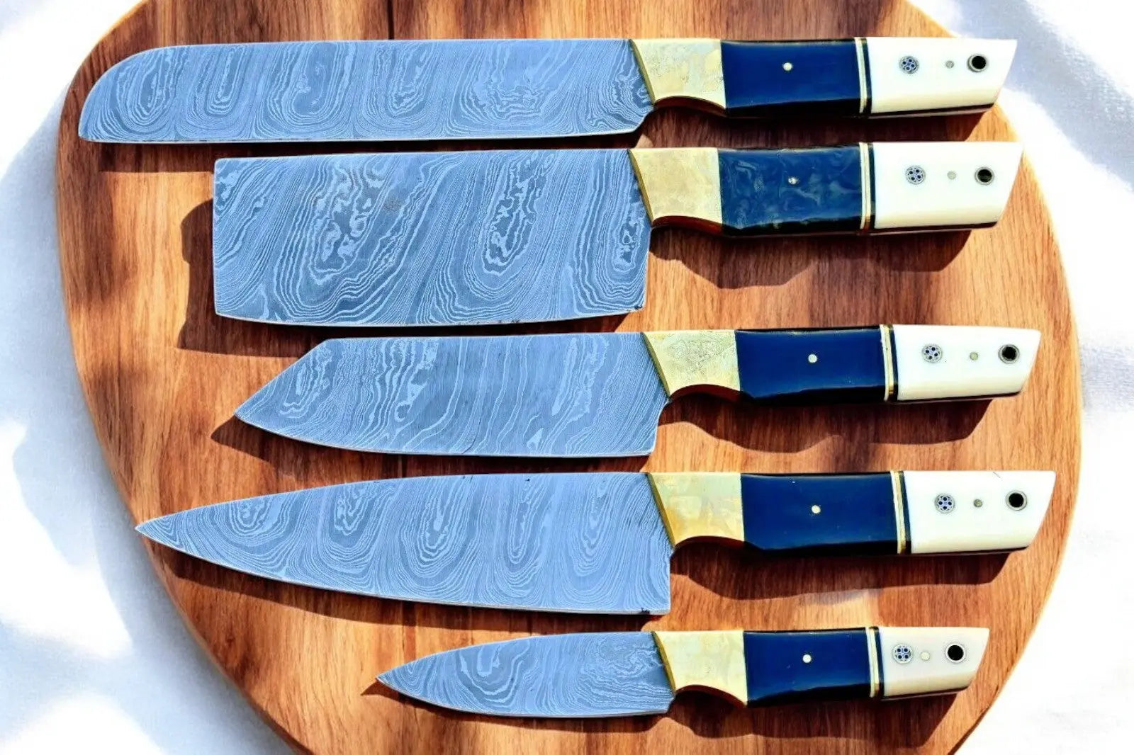 Premium Handmade Damascus Kitchen Knives Set – Resin & Bone by Damascus Knife Store, Southern handmade gift detail photo 2