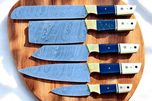 Premium Handmade Damascus Kitchen Knives Set – Resin & Bone by Damascus Knife Store, Southern handmade gift detail photo 2