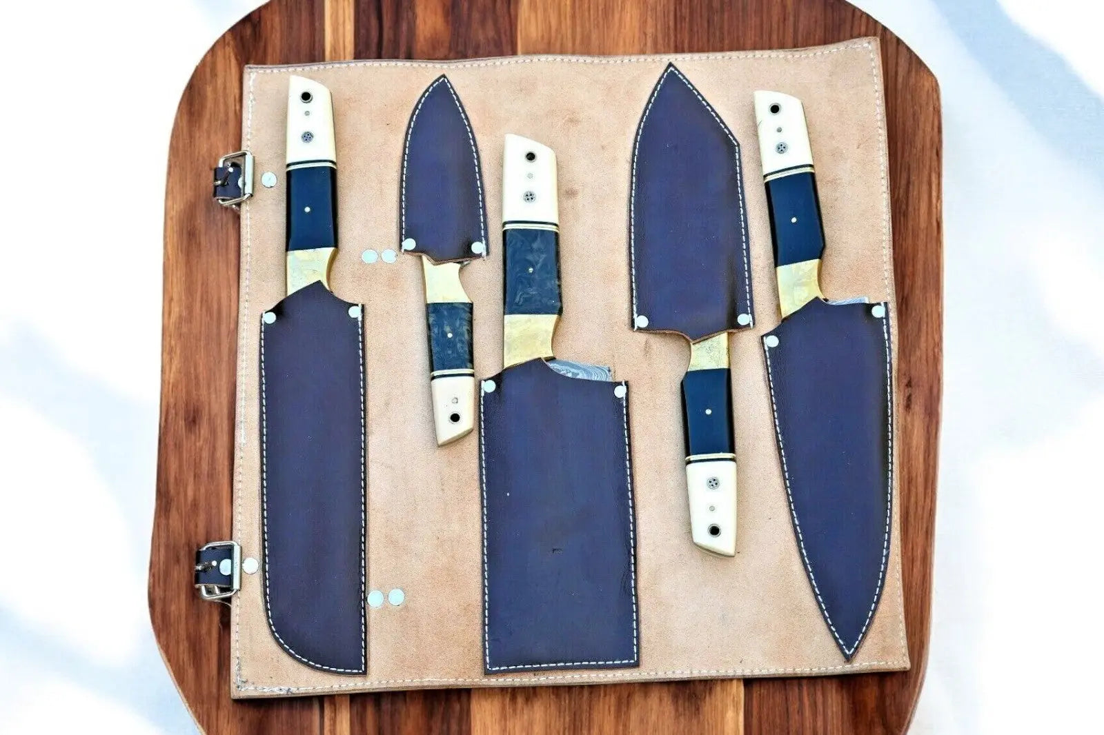 Premium Handmade Damascus Kitchen Knives Set – Resin & Bone by Damascus Knife Store, Southern handmade gift detail photo 3