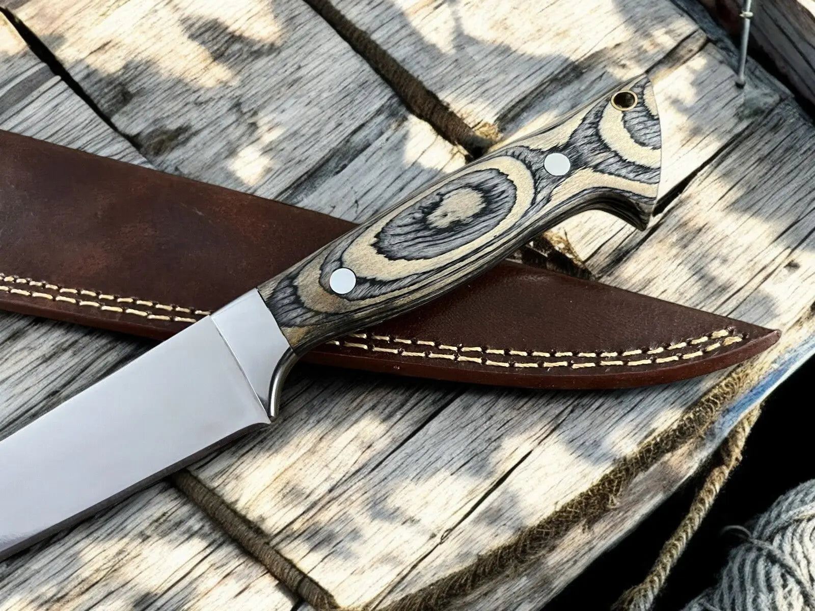 Premium Handmade Fillet Knife with Exotic Pakka Wood Handle by Damascus Knife Store, Damascus knife detail photo 3