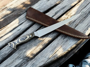 Premium Handmade Fillet Knife with Exotic Pakka Wood Handle by Damascus Knife Store, Damascus knife detail photo 4