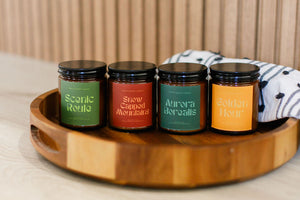 Scenic Route Eucalyptus & Pine Soy Candle detail view by Pretty Honest Candles