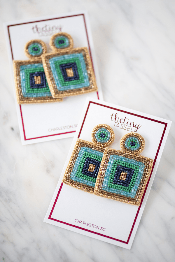 The Noisette Earring in Blues by TheTinyTassel, handmade jewelry main product photo