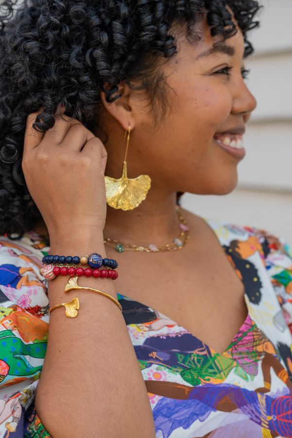 The Murphy Gingko Bangle detail view by The Tiny Tassel