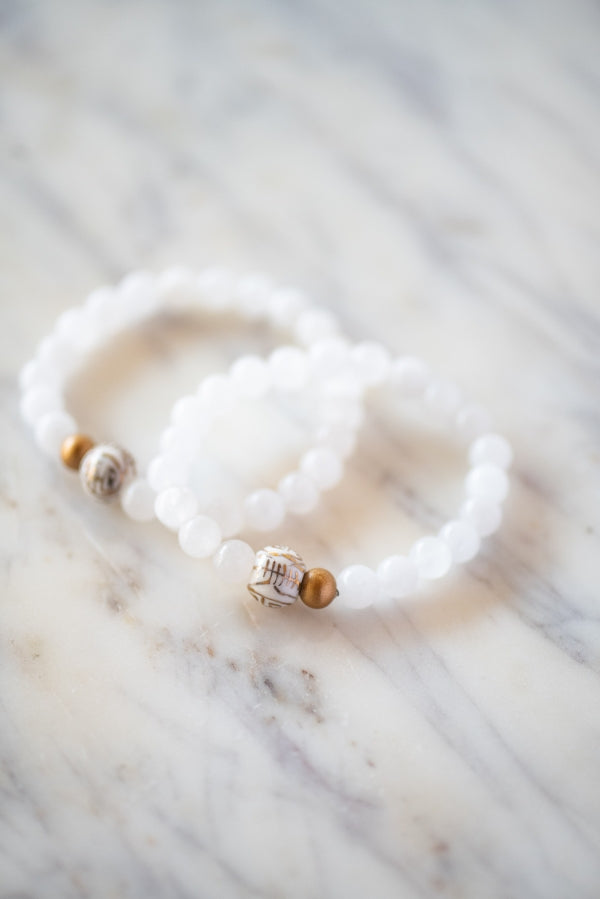 The Darcy Bracelet in White by TheTinyTassel, handmade jewelry main product photo