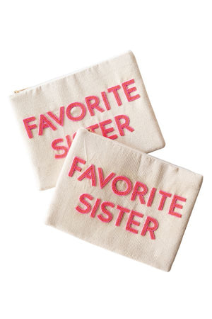 The Favorite Sister Canvas Clutch by TheTinyTassel, handmade leather goods main product photo