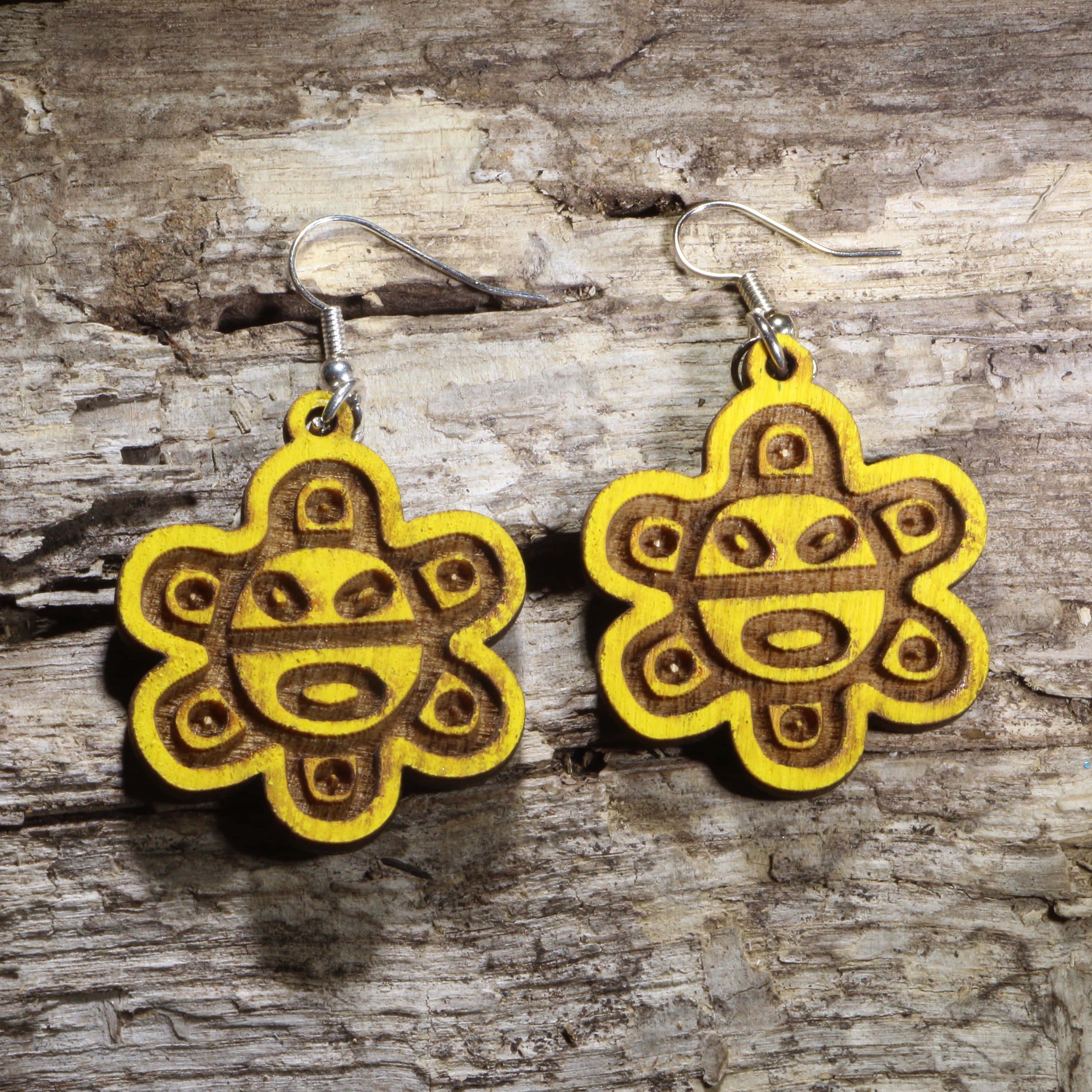 Taino Sun Wooden Earrings | Puerto Rican Tribal Jewelry by Cate's Concepts, LLC
