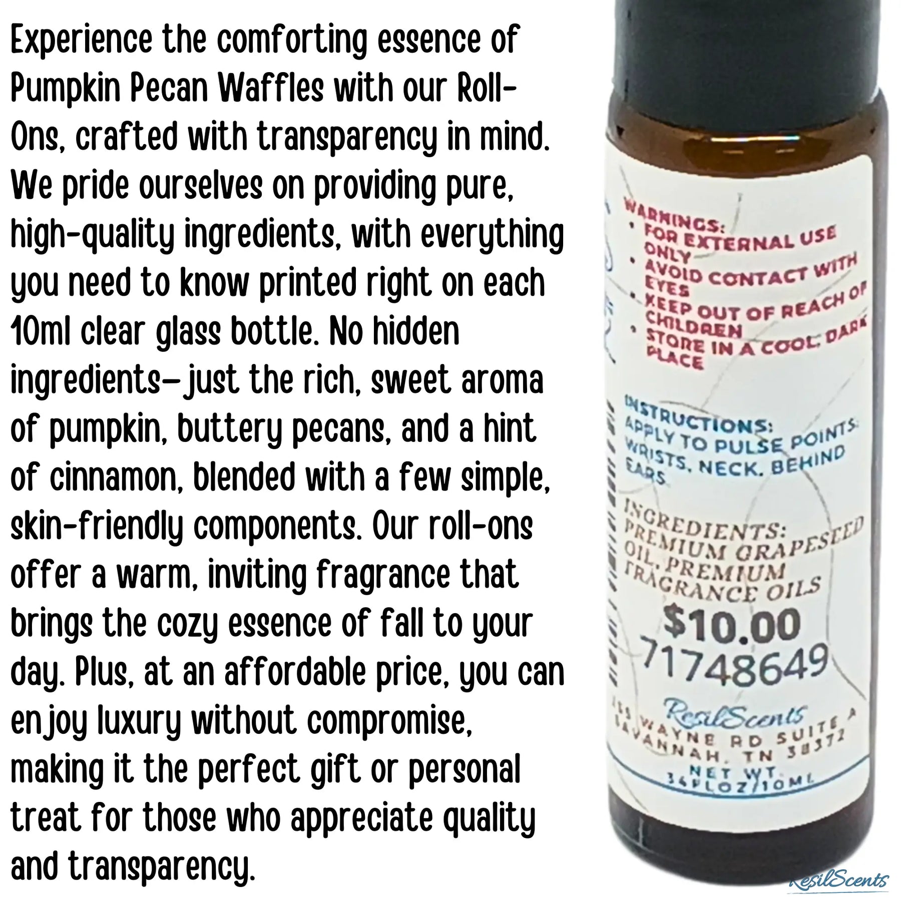 Pumpkin Pecan Waffles™ Roll-On Oil | Cozy Fall Bakery – ResilScents™ by ResilScents, scented candle detail photo 4