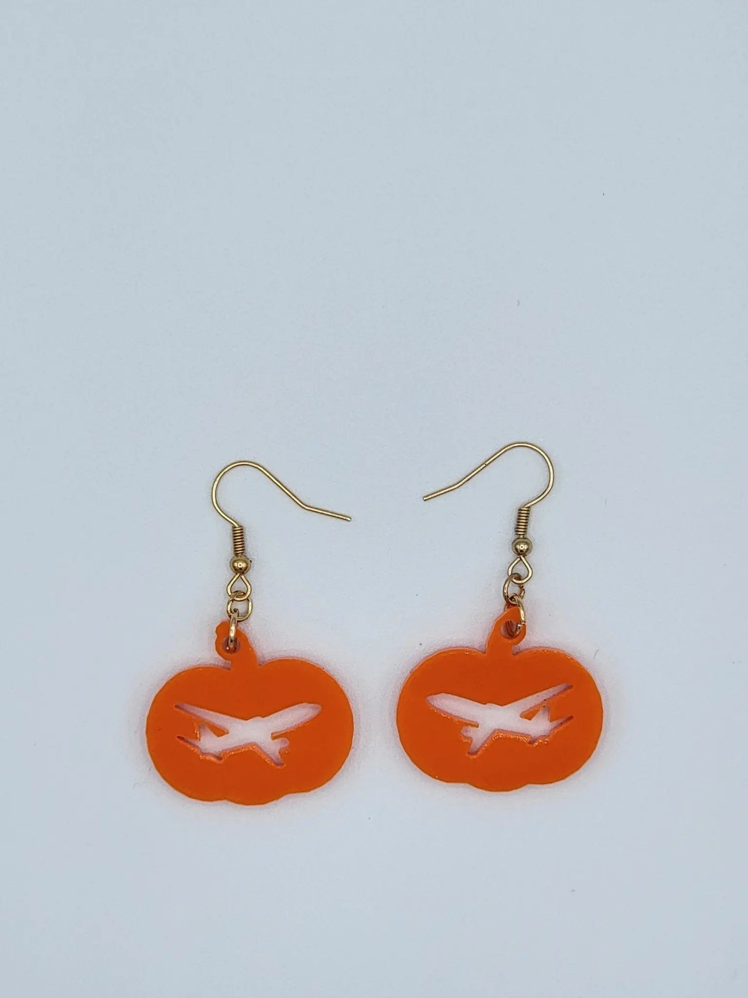 Pumpkin Plane Earrings by EverLee Creations, handmade jewelry detail photo 3