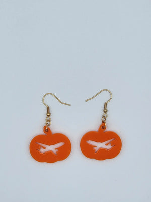 Pumpkin Plane Earrings by EverLee Creations, handmade jewelry detail photo 3