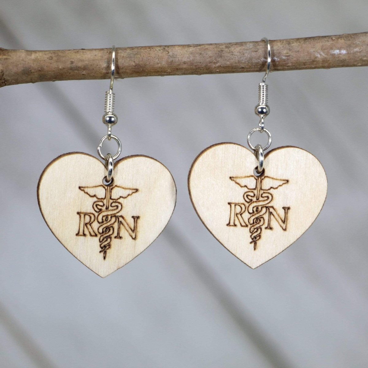RN Nurse Wooden Dangle Earrings | Registered Nurse Gift by Cate's Concepts, LLC