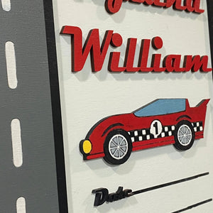 Racing Car Birth Announcement Door Hanger by Poor Hog Customs, Southern home decor detail photo 6